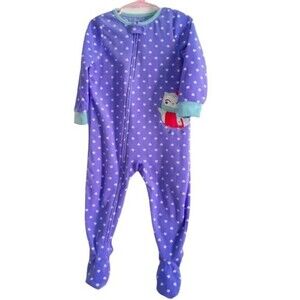 Carter Baby Girl 24M Purple Hearts Owl Footie Baby Fleece Sleeper